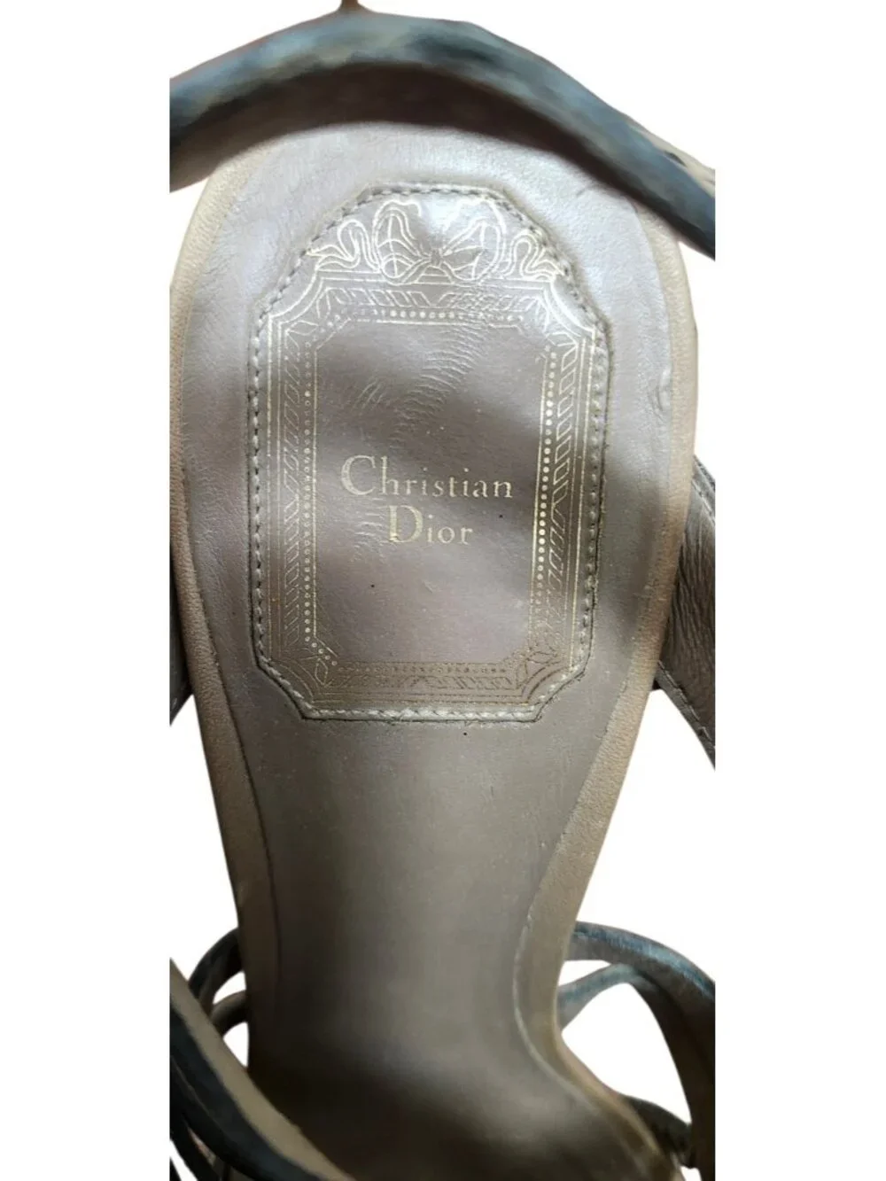 Christian Dior Beige Leather Strappy Platform Sandals Heels Slingback Italy 39.5